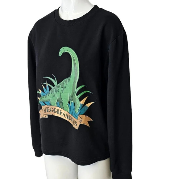 Dangerfield Veggiesaurus Sweatshirt Size US 4 AUS 8 Black Long Sleeve - Picture 4 of 8